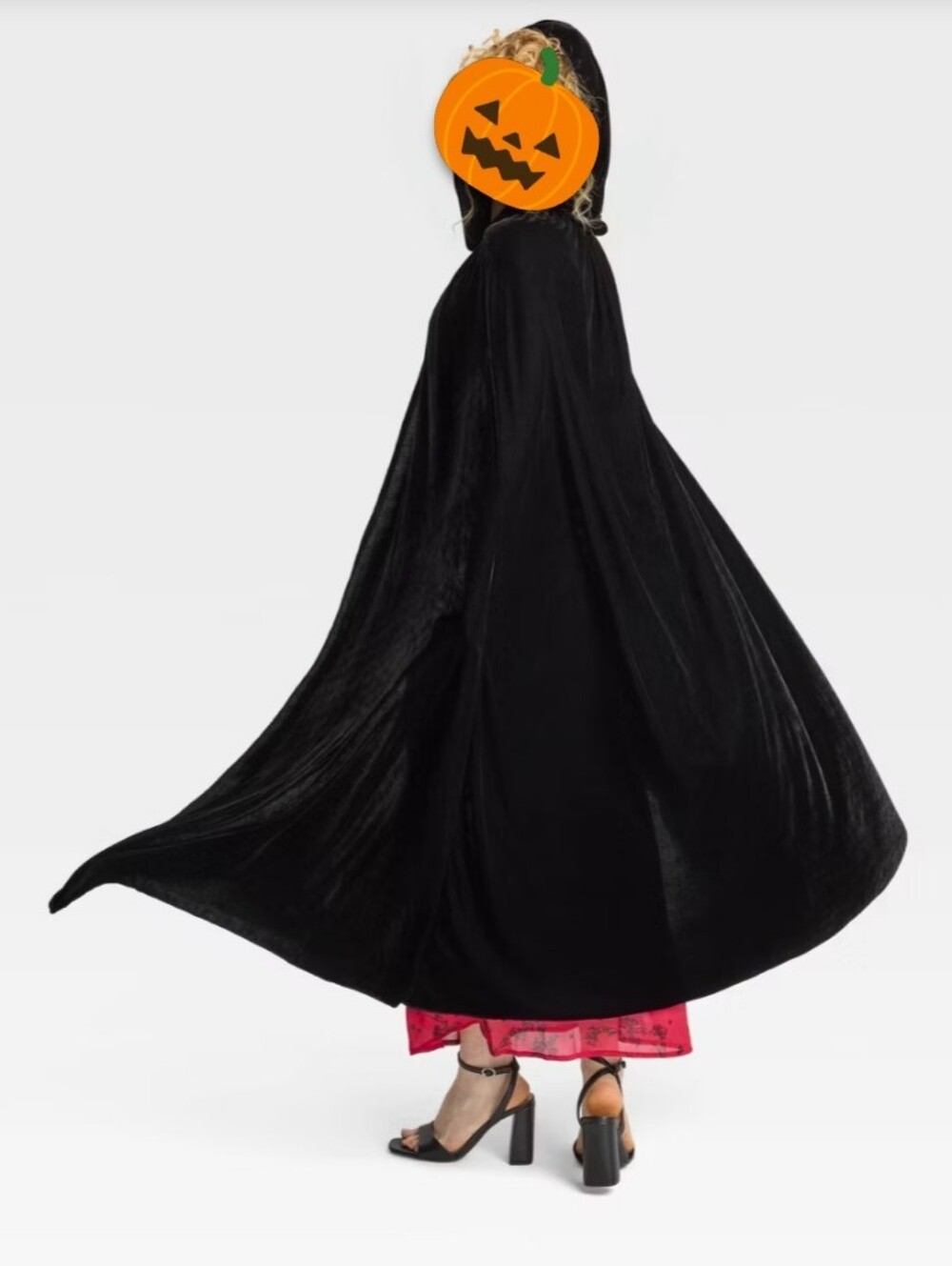 Kids Black Hooded Velvet Costume Cape - Halloween Cloak